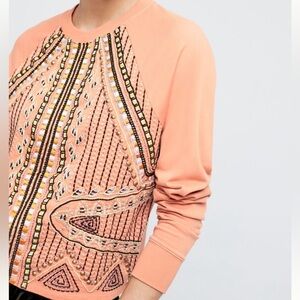 Anthropologie Akemi + Kin Beaded Rose Sweatshirt